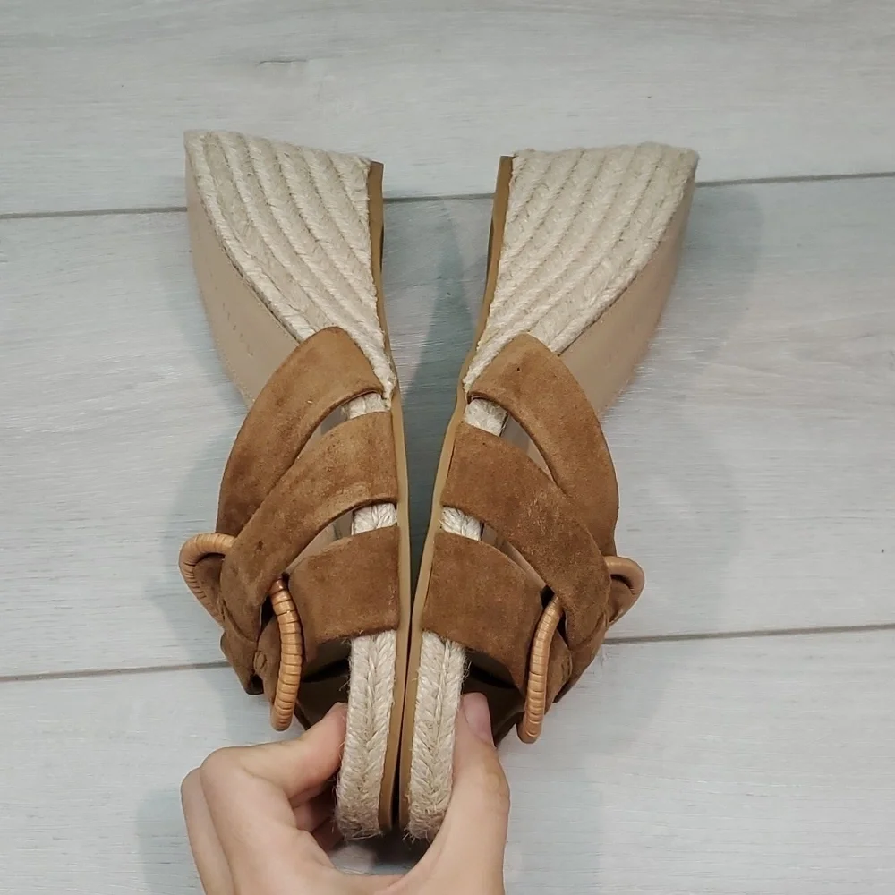 Veronica Beard Womens Espadrille Wedge Leather Sandals shoes sz 8.5